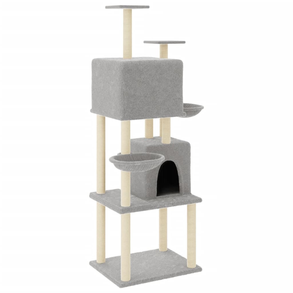 Meuble pour chat avec griffoirs en sisal 180 cm couleur crème