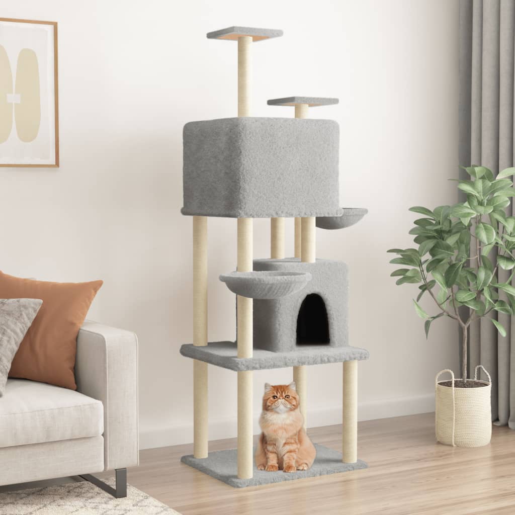 Meuble pour chat avec griffoirs en sisal 180 cm couleur crème