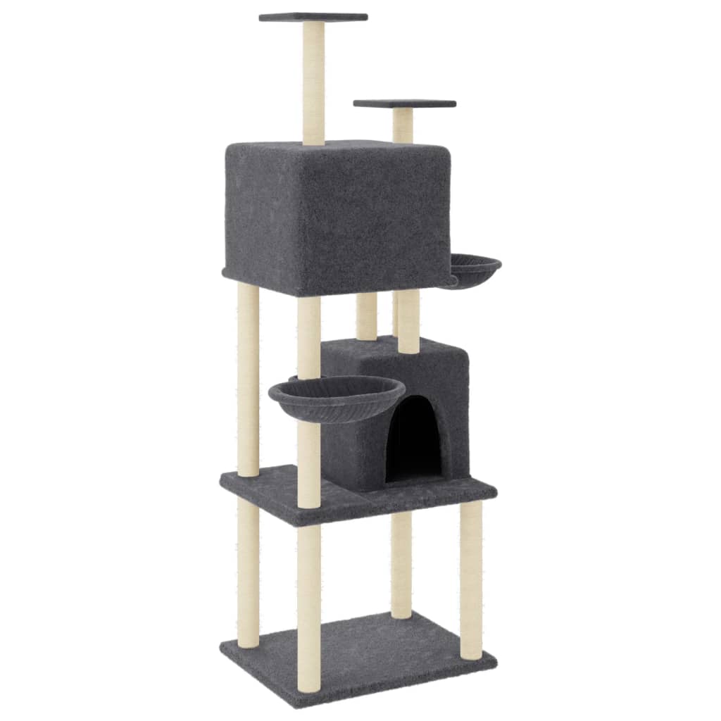 Meuble pour chat avec griffoirs en sisal 180 cm couleur crème