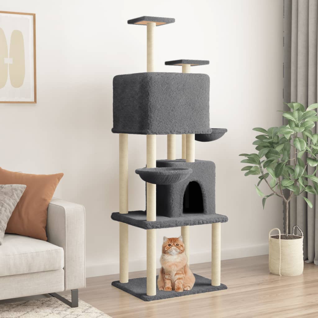 Meuble pour chat avec griffoirs en sisal 180 cm couleur crème