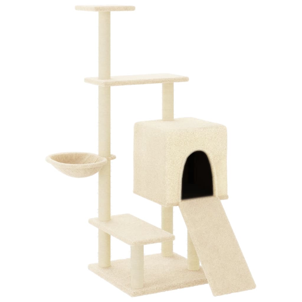 Meuble pour chat avec griffoirs en sisal 130,5 cm couleur crème