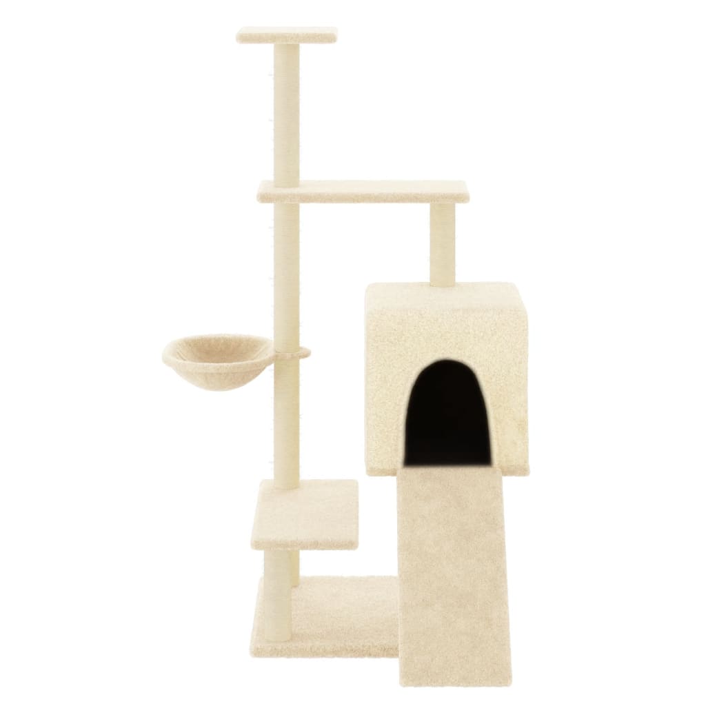 Meuble pour chat avec griffoirs en sisal 130,5 cm couleur crème