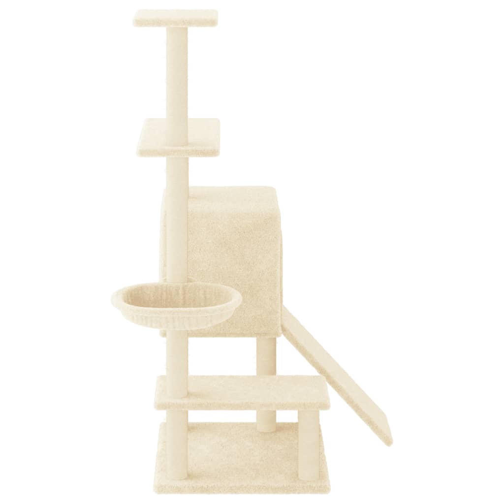 Kattenmeubel met sisal krabpalen 130,5 cm crèmekleurig