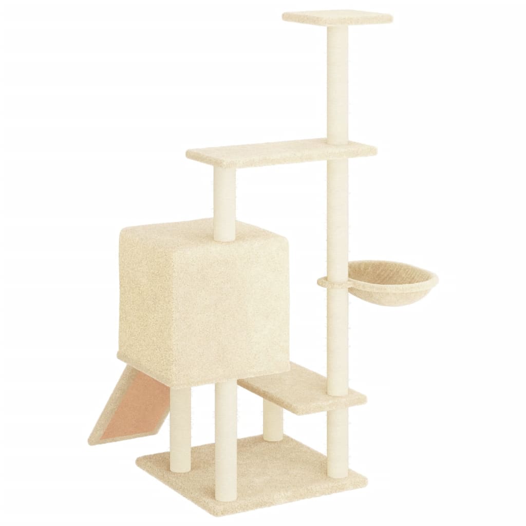 Meuble pour chat avec griffoirs en sisal 130,5 cm couleur crème