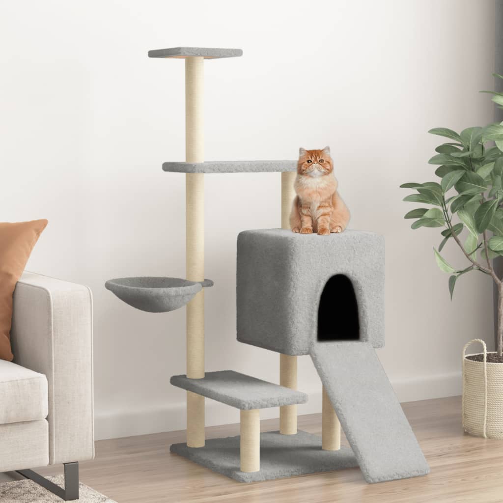 Meuble pour chat avec griffoirs en sisal 130,5 cm couleur crème