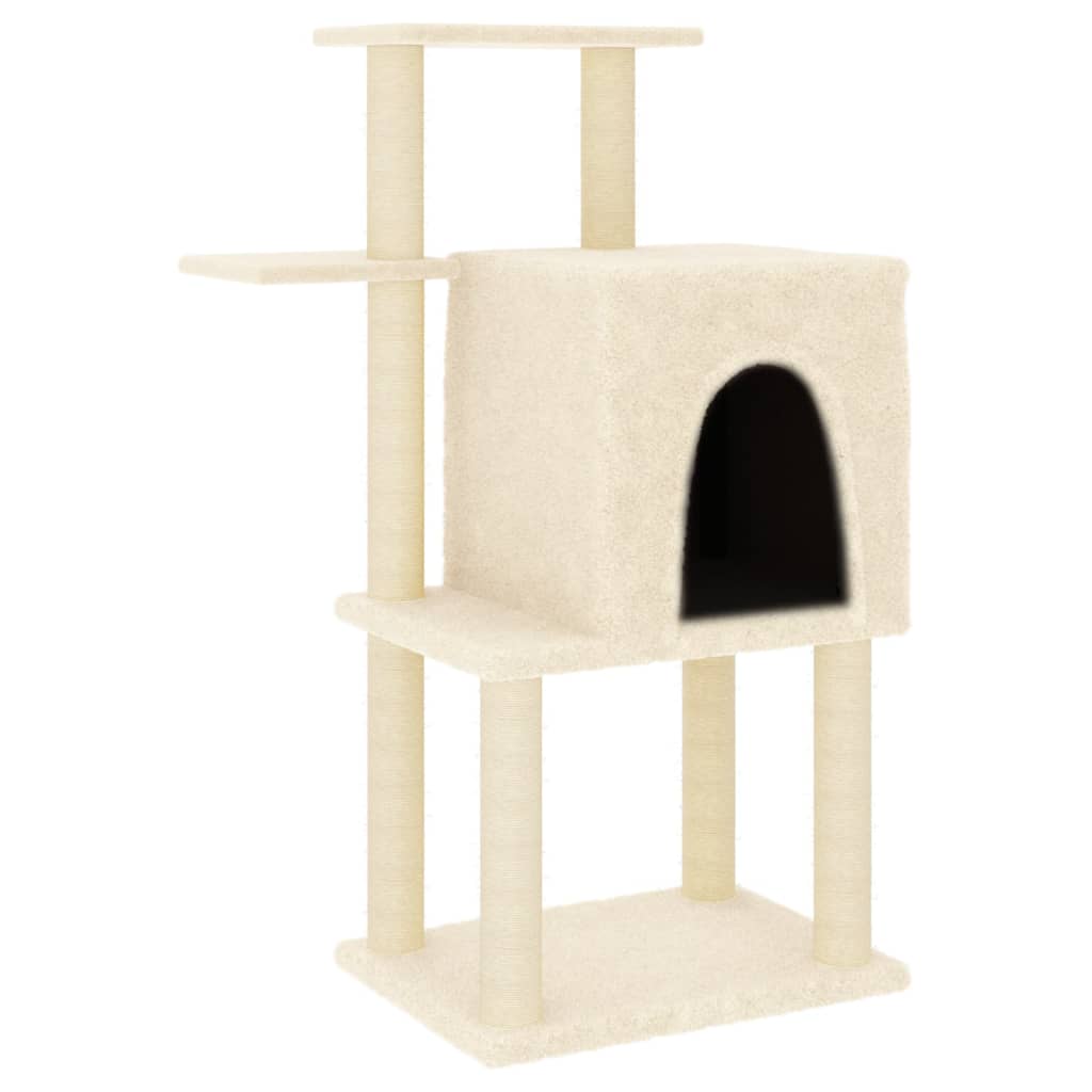 Meuble pour chat avec griffoirs en sisal 97 cm couleur crème