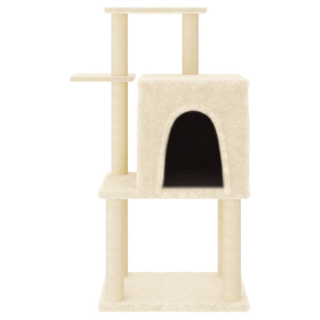 Meuble pour chat avec griffoirs en sisal 97 cm couleur crème