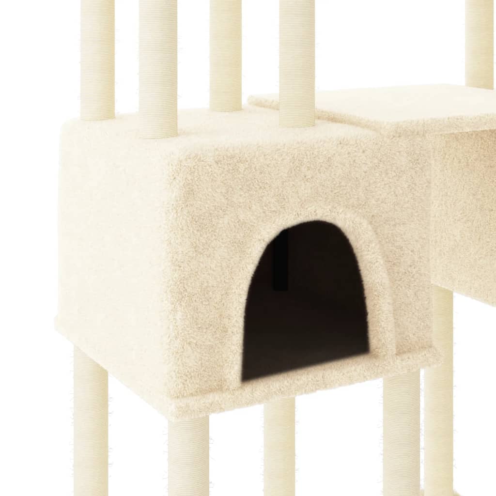 Meuble pour chat avec griffoirs en sisal 199 cm couleur crème