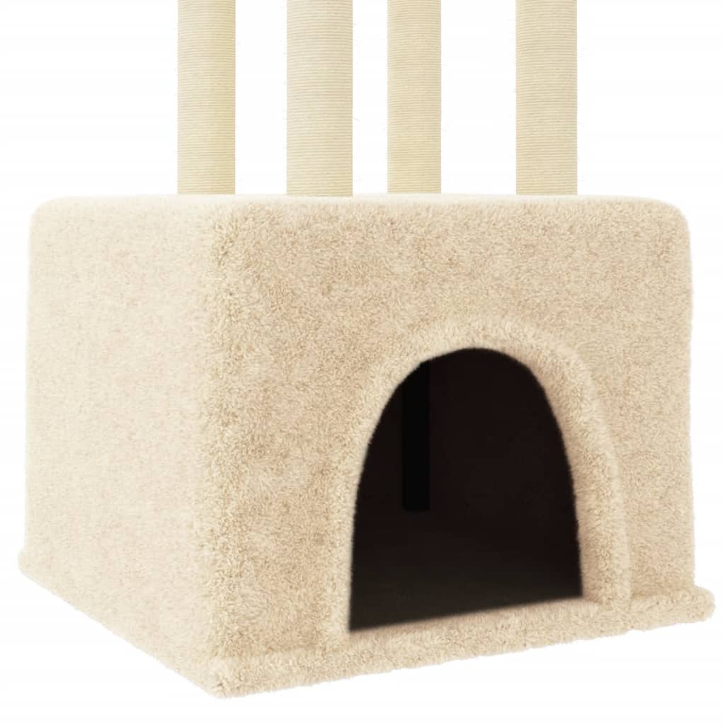 Meuble pour chat avec griffoirs en sisal 133,5 cm couleur crème