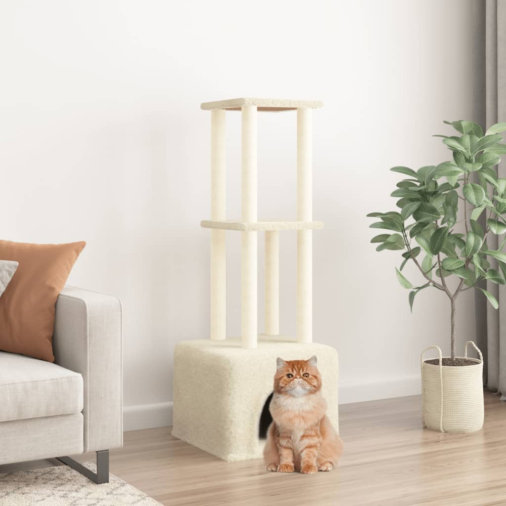 Meuble pour chat avec griffoirs en sisal 133,5 cm couleur crème