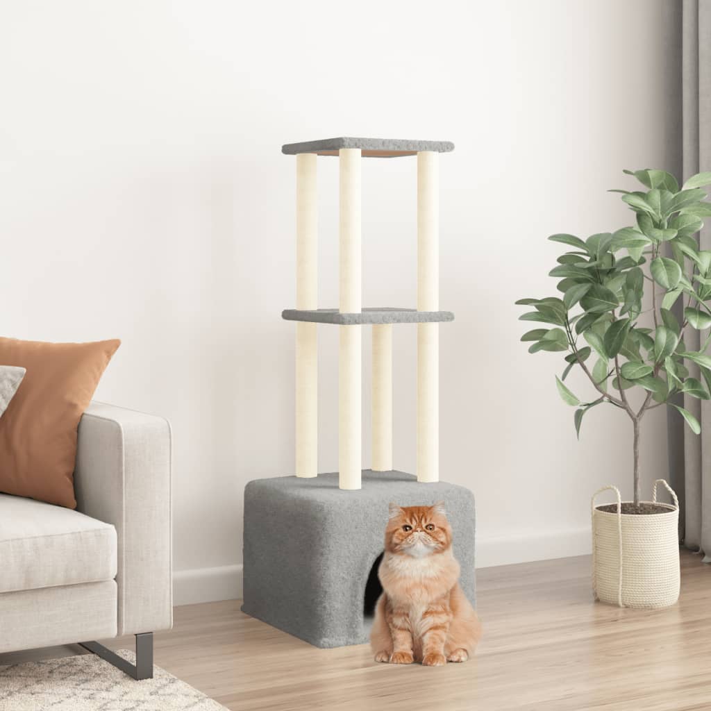 Meuble pour chat avec griffoirs en sisal 133,5 cm couleur crème