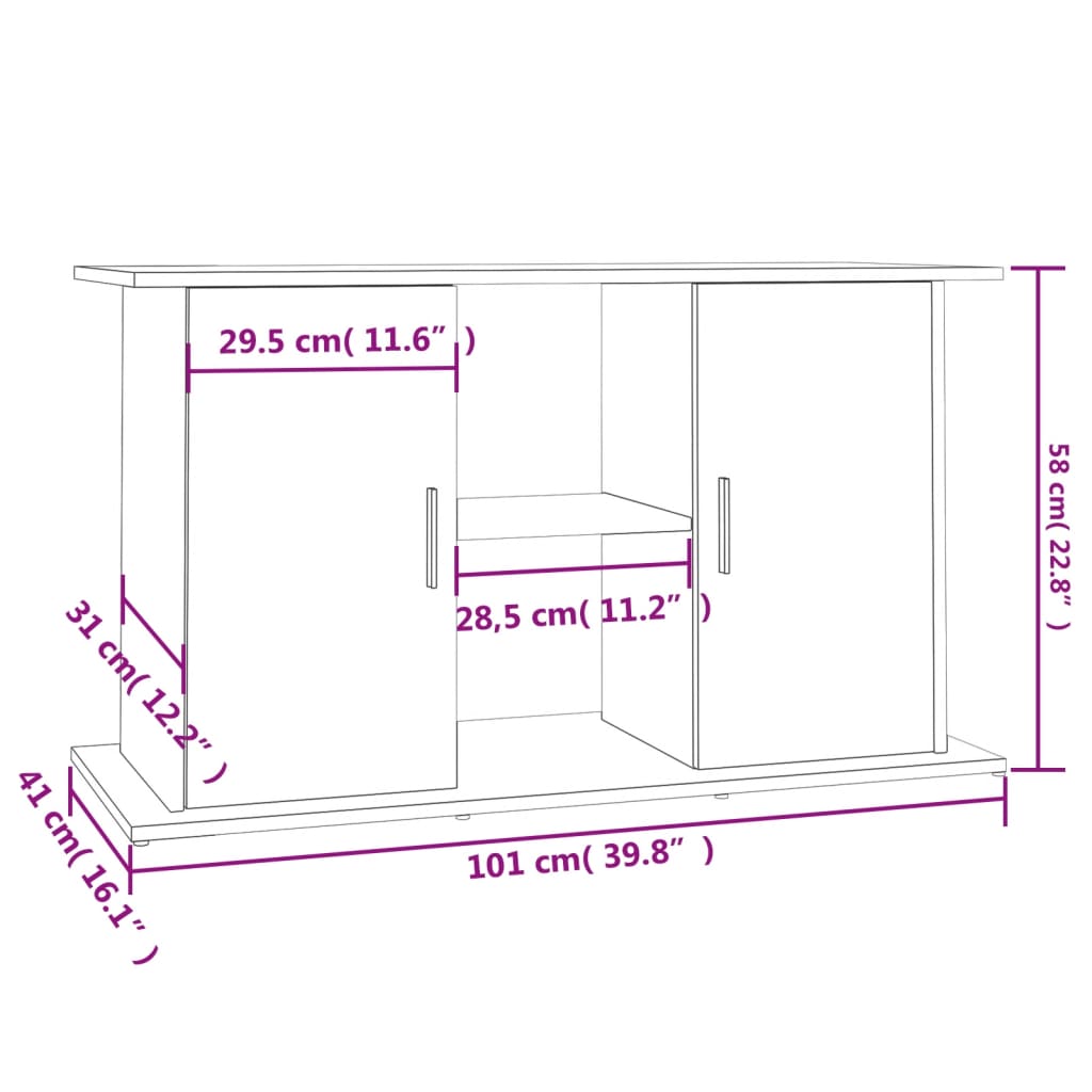 Aquariumstandaard 101x41x58 cm bewerkt hout eikenkleurig