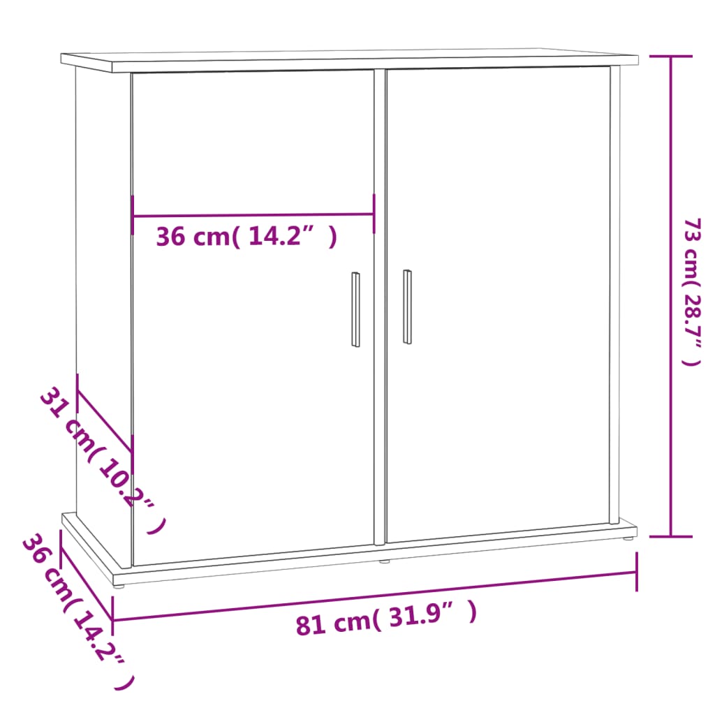 Aquariumstandaard 81x36x73 cm bewerkt hout