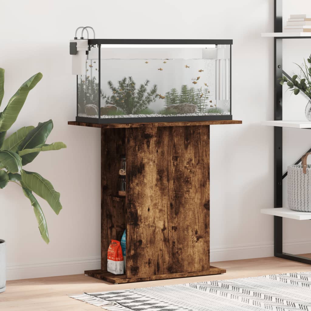 Aquariumstandaard 60,5x36x72,5 cm bewerkt hout gerookt eiken