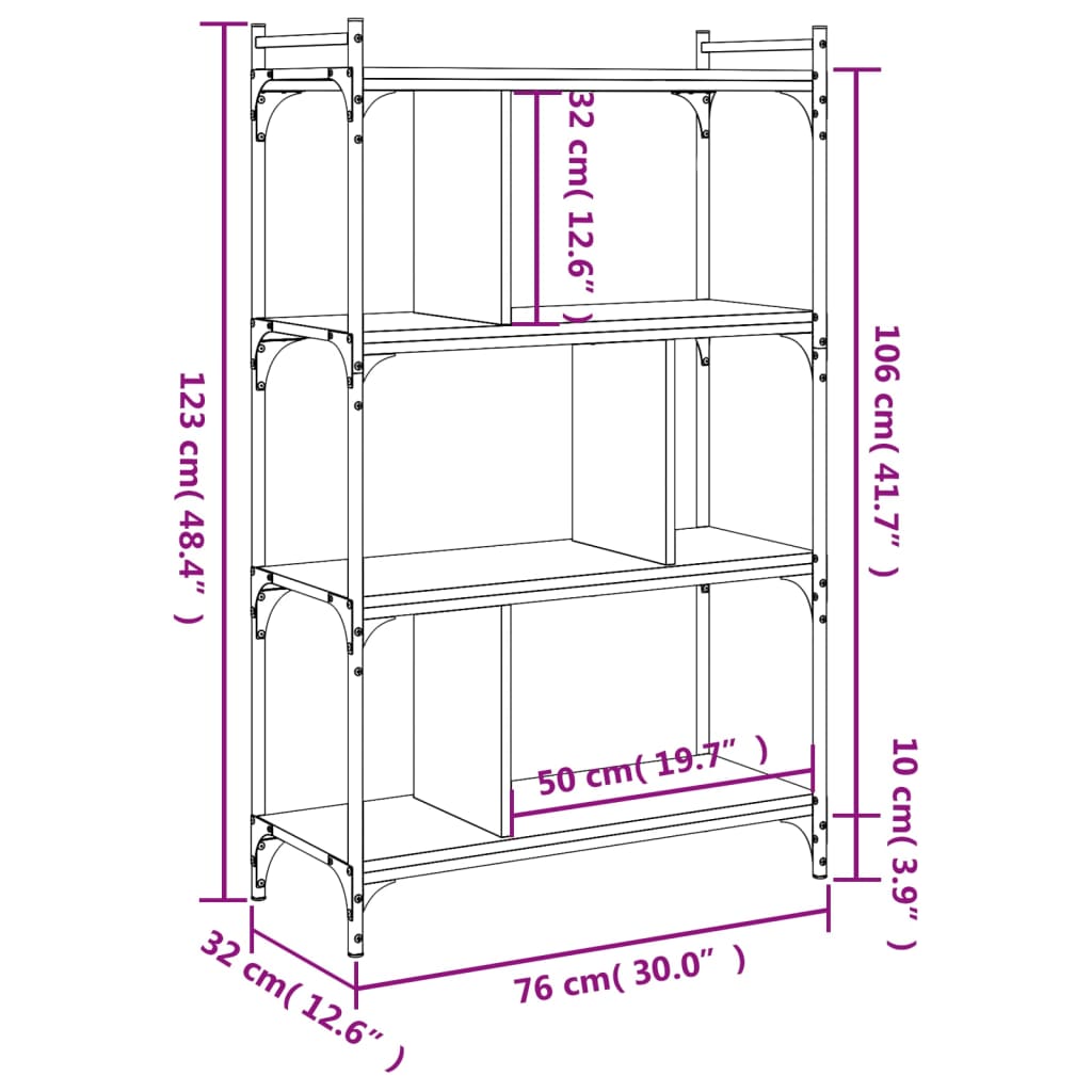 Boekenkast 5-laags 76x32x158 cm bewerkt hout