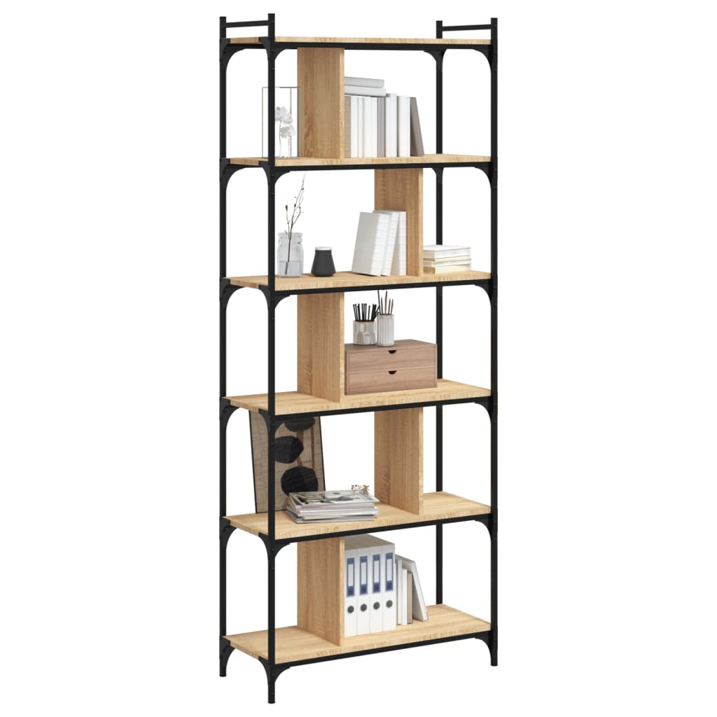 Boekenkast 5-laags 76x32x158 cm bewerkt hout