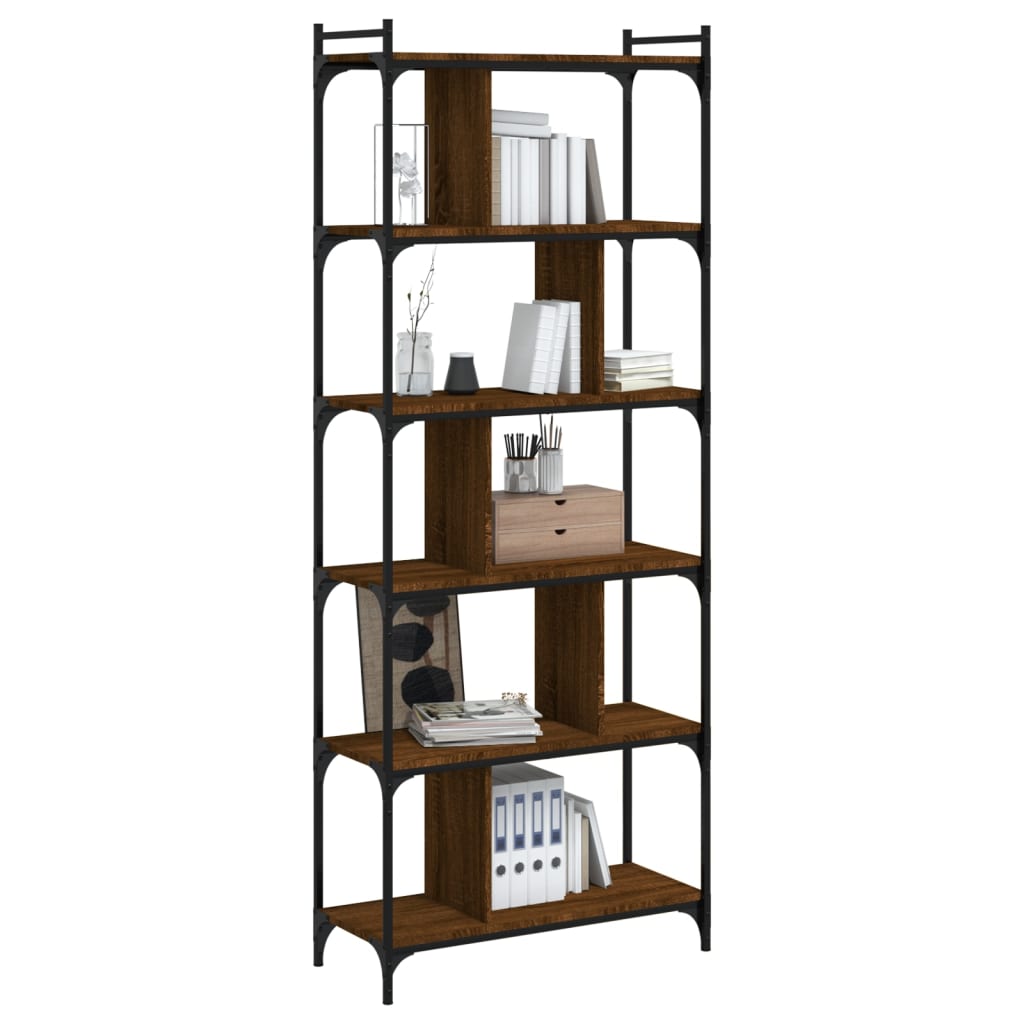 Boekenkast 5-laags 76x32x158 cm bewerkt hout