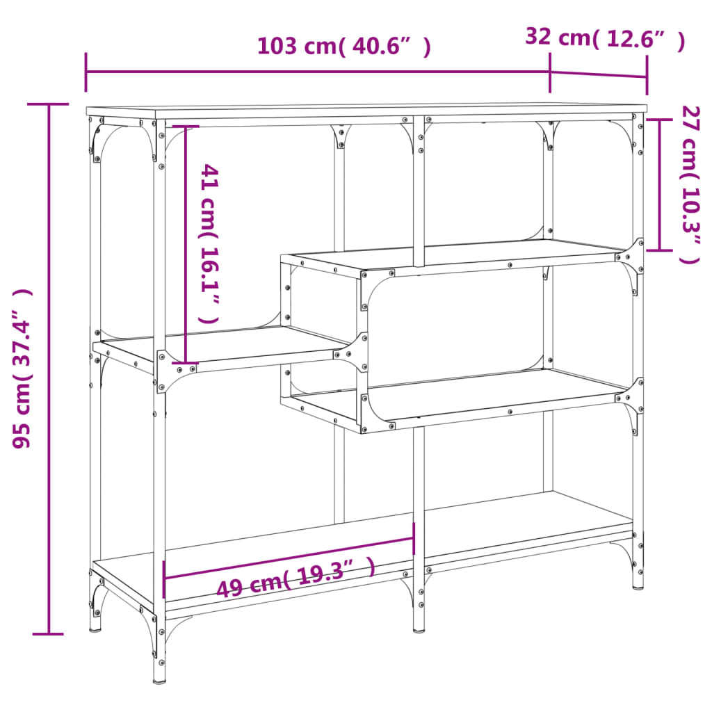 Wandtafel 103x32x95 cm bewerkt hout eikenkleurig