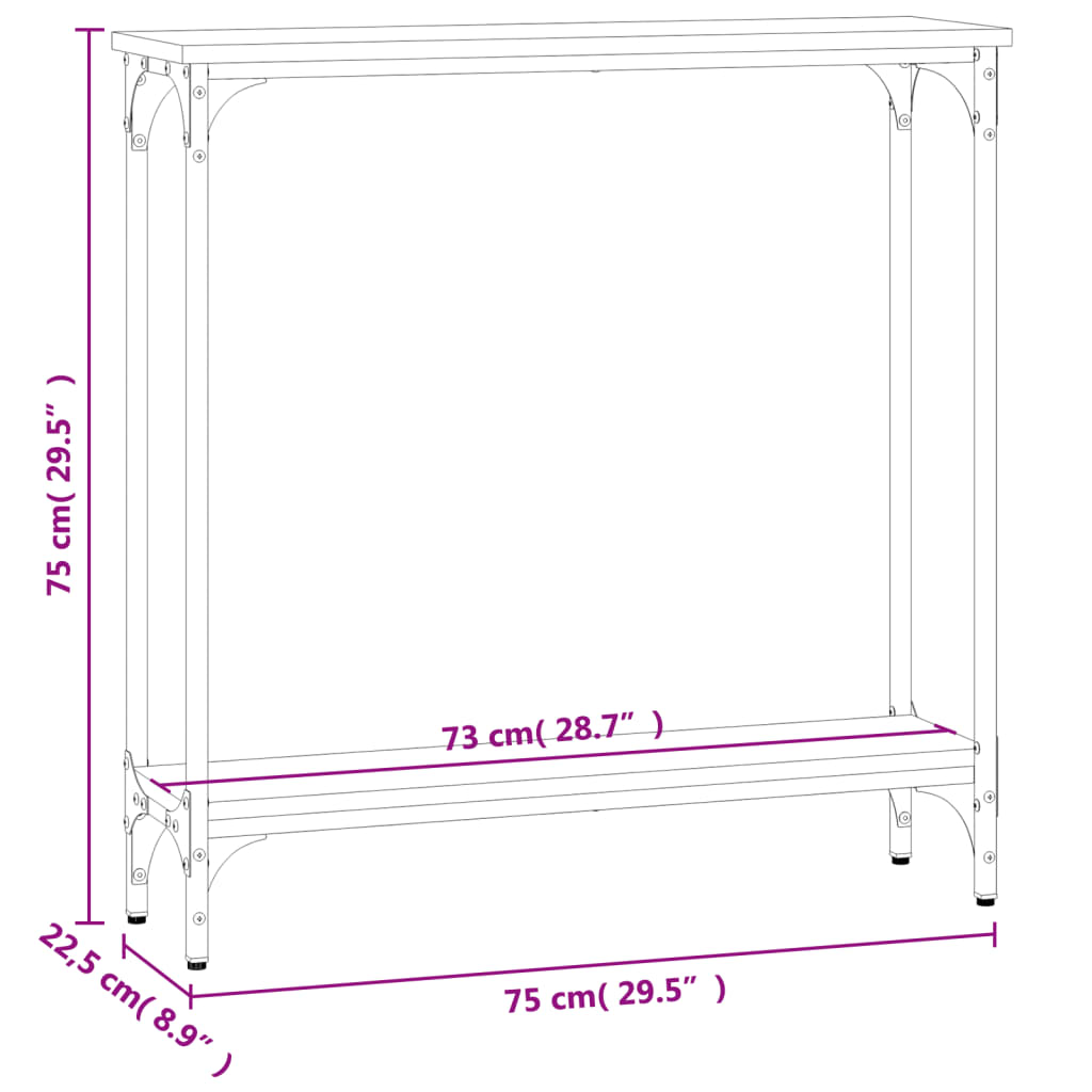 Table murale 75x22,5x75 cm en dérivé du bois, couleur chêne