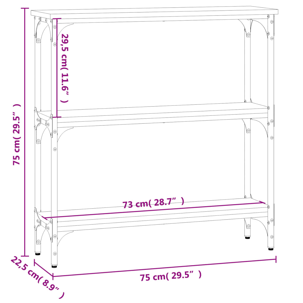 Table murale 100x22,5x75 cm en bois travaillé