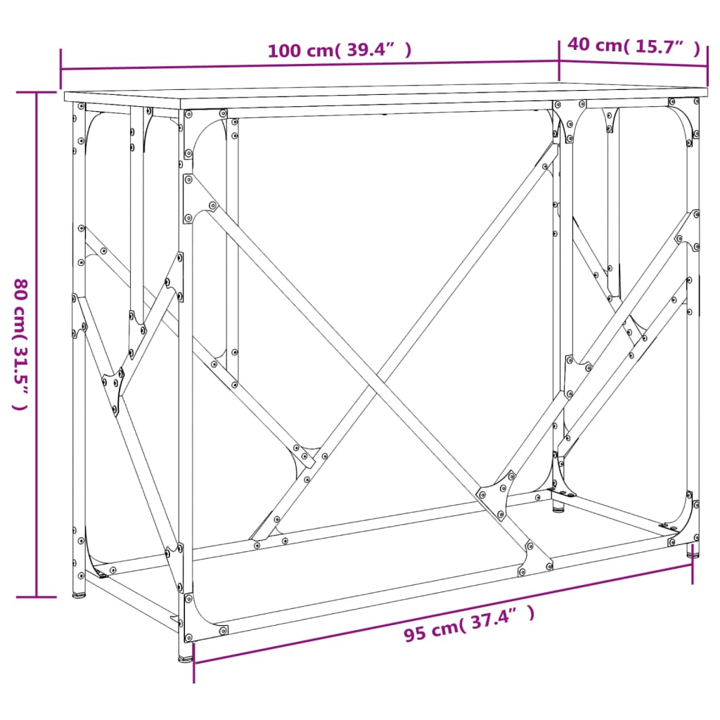 Wandtafel 100x40x80 cm bewerkt hout