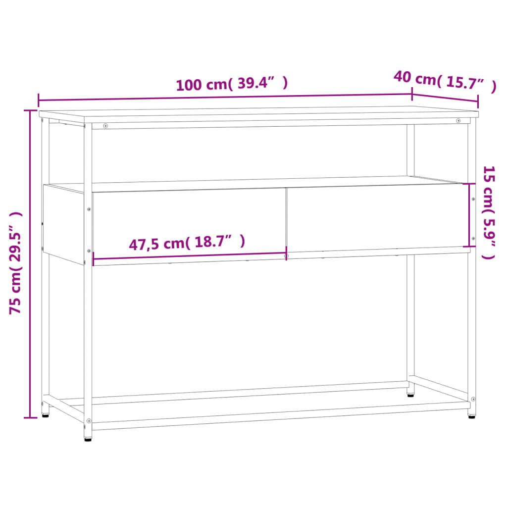 Table murale 75x40x75 cm bois fini noir