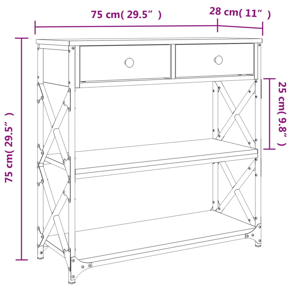 Wandtafel 75x28x75 cm bewerkt hout