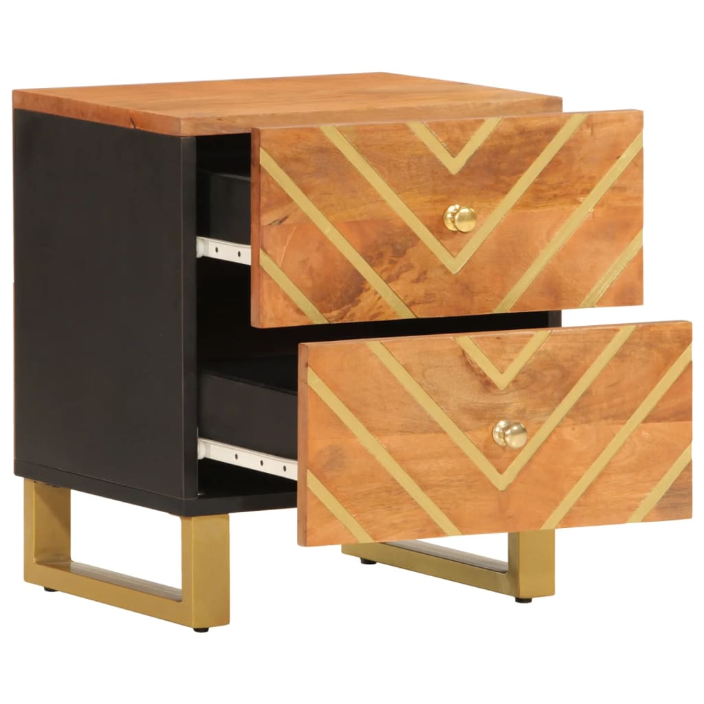 Tables de chevet 2 pcs en manguier massif marron et noir