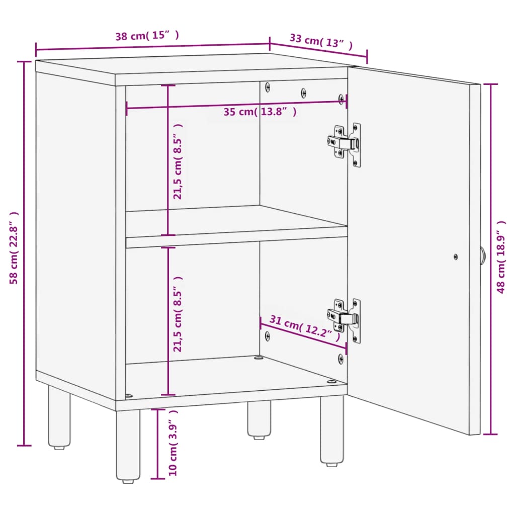 Meuble de salle de bain 38x33x58 cm en bois d'acacia massif