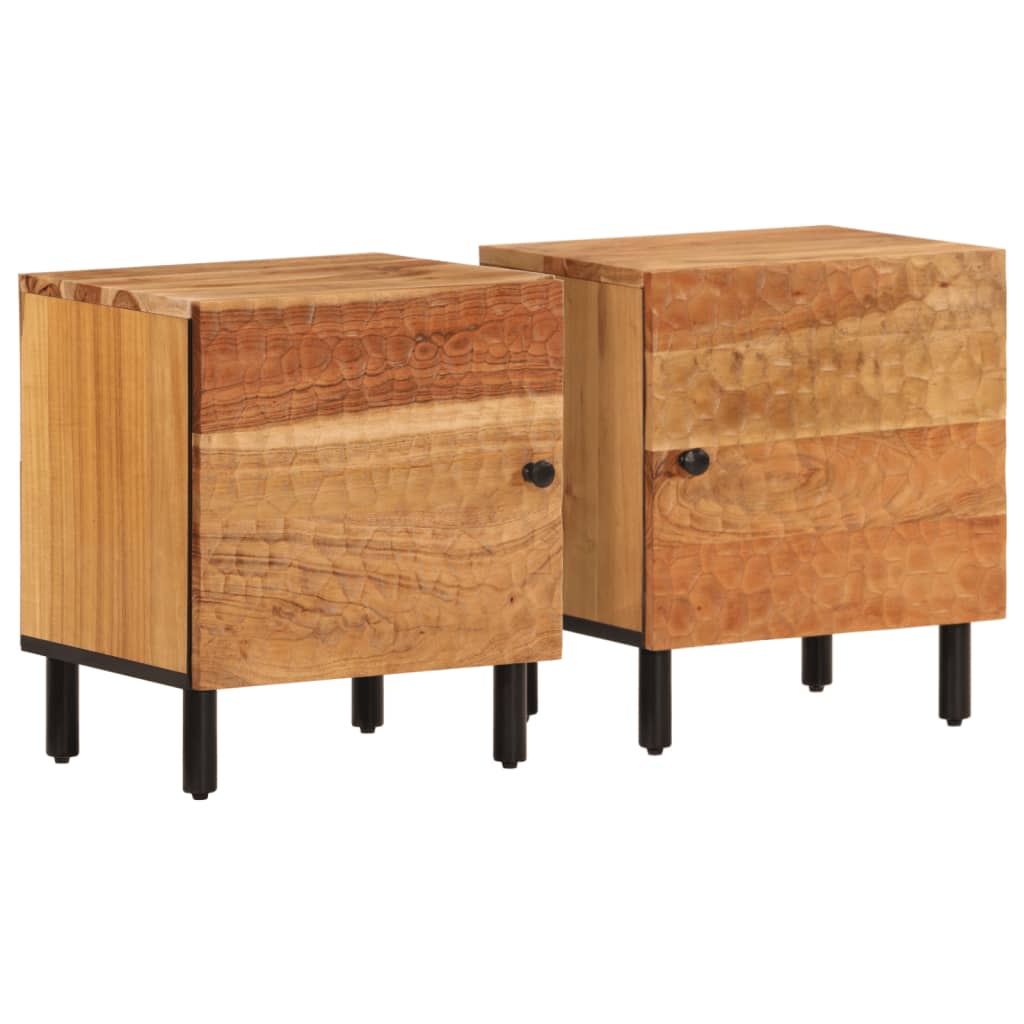 Tables de chevet 2 pcs 40x33x46 cm en bois de manguier massif