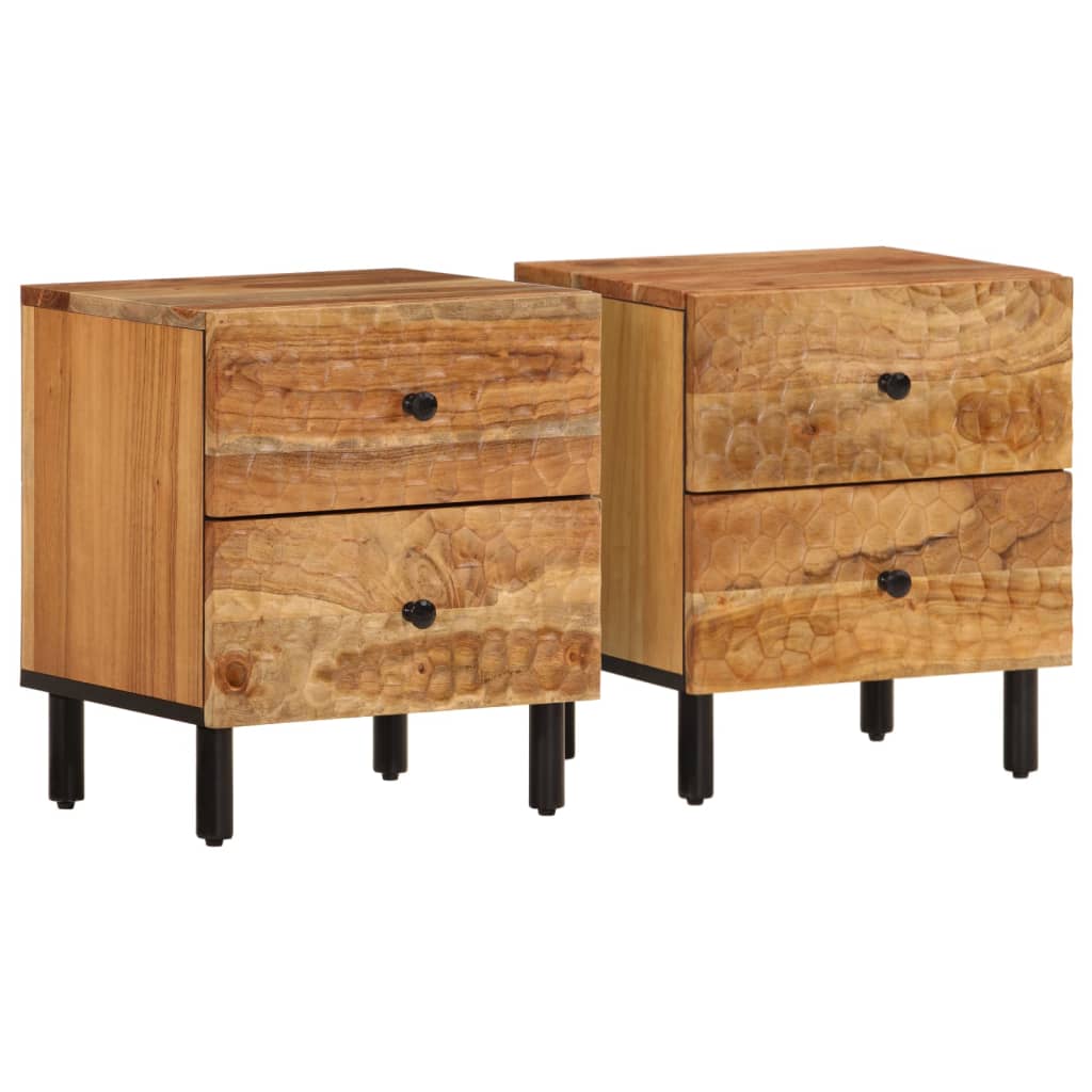 Tables de chevet 2 pcs 40x33x46 cm en bois de manguier massif