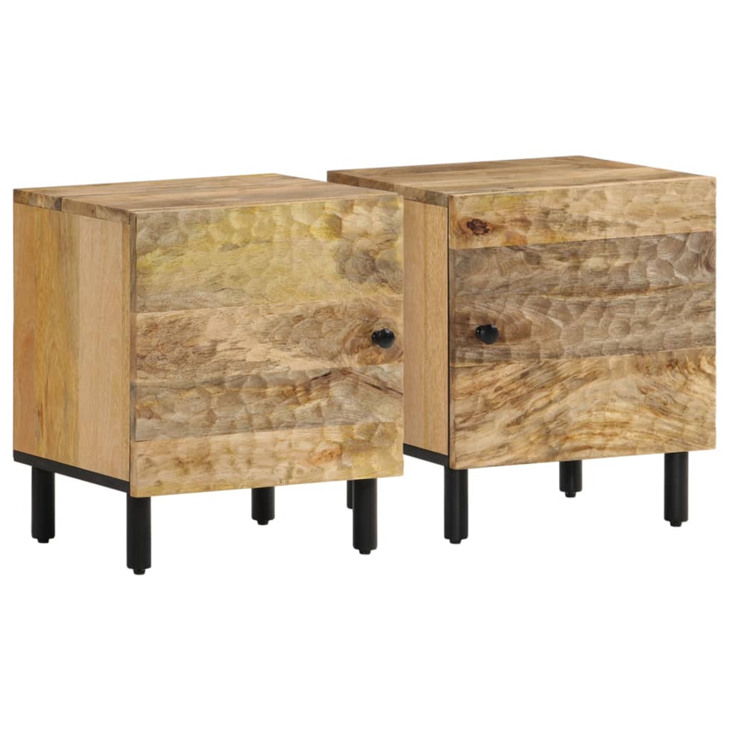 Tables de chevet 2 pcs 40x33x46 cm en bois de manguier massif