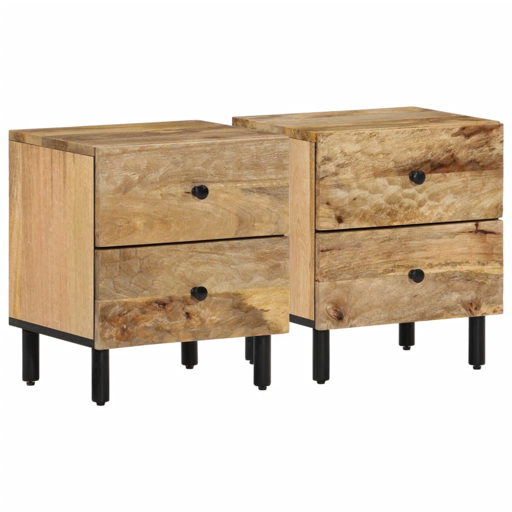 Tables de chevet 2 pcs 40x33x46 cm en bois de manguier massif