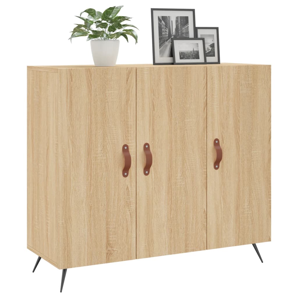 Dressoir 90x34x80 cm bewerkt hout eikenkleurig