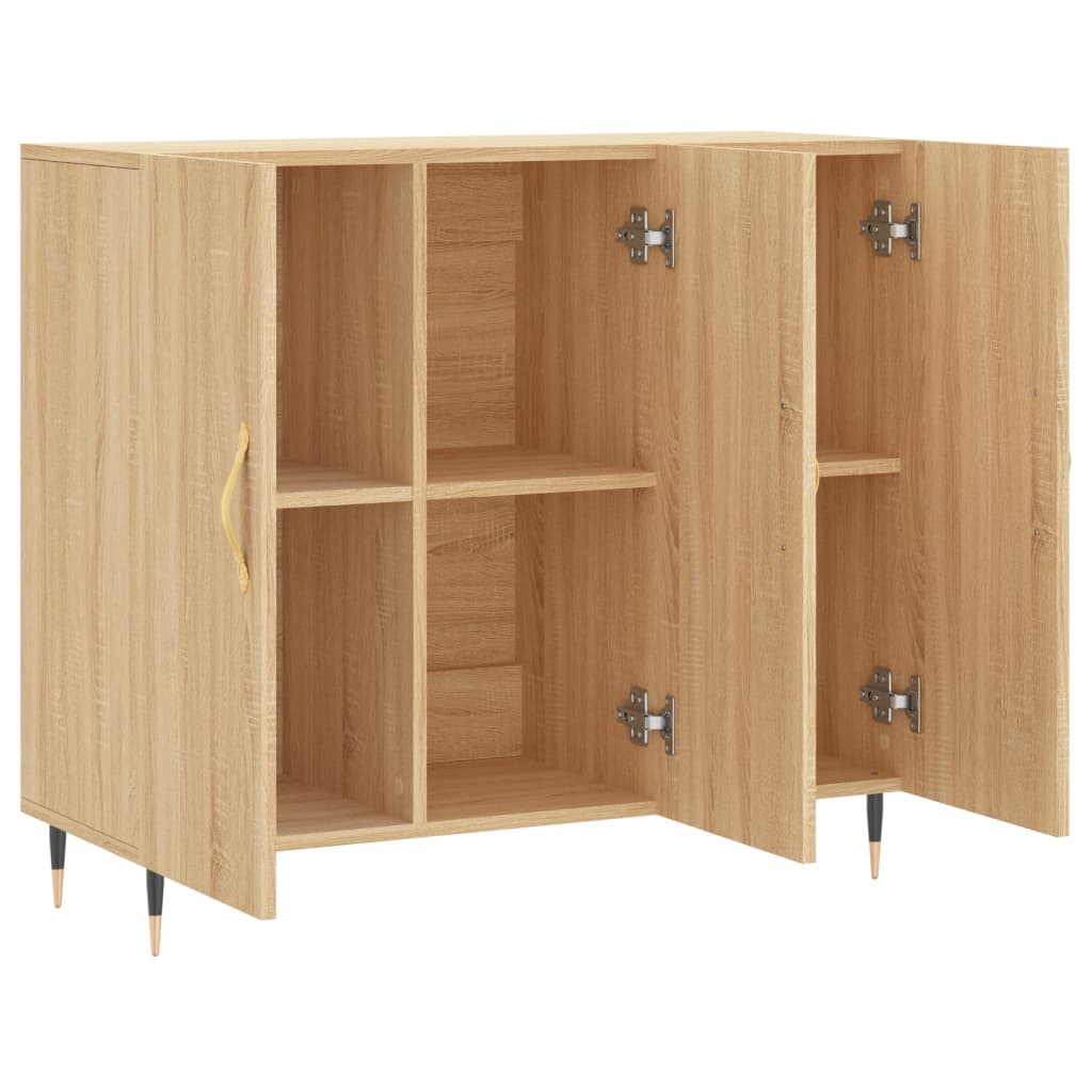 Dressoir 90x34x80 cm bewerkt hout eikenkleurig