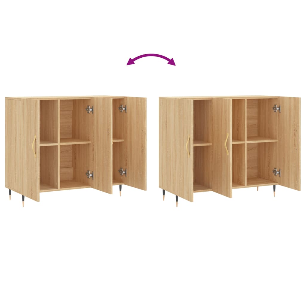 Dressoir 90x34x80 cm bewerkt hout eikenkleurig