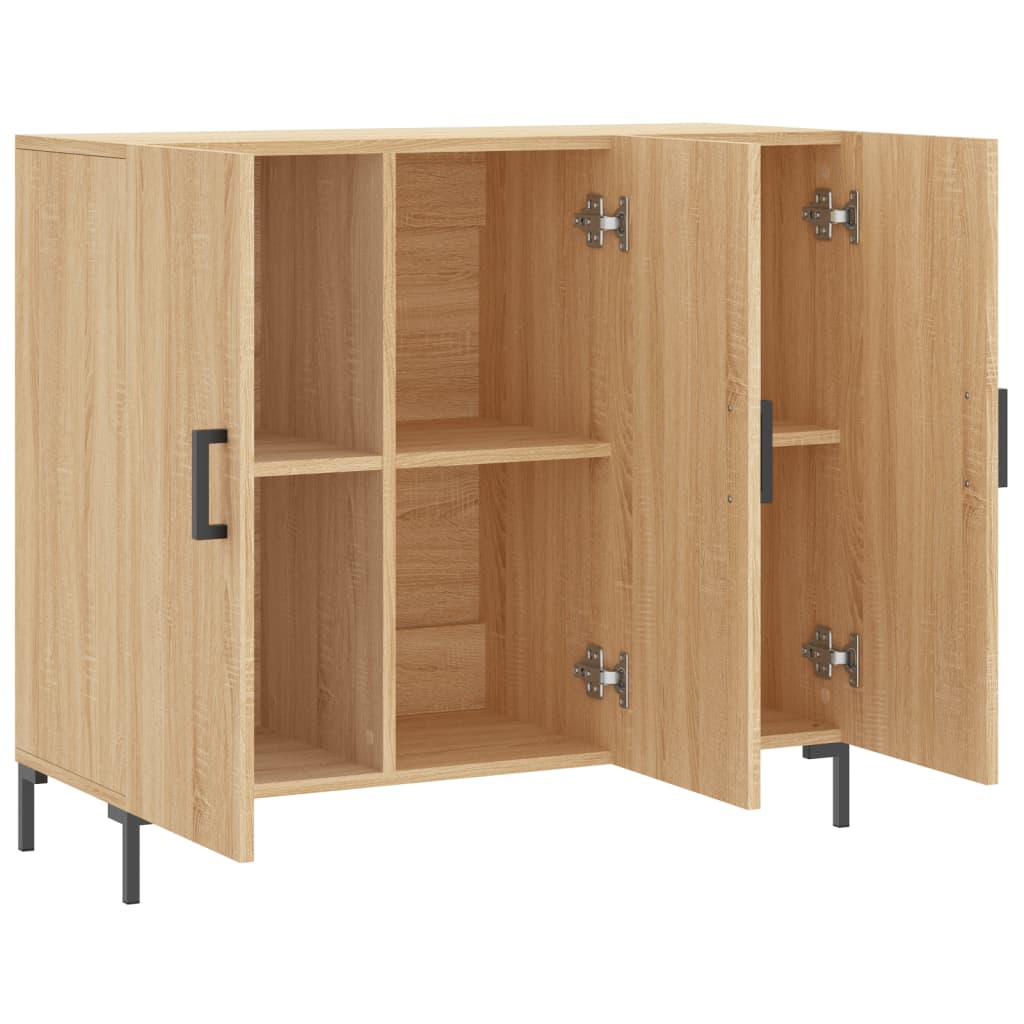 Dressoir 90x34x80 cm bewerkt hout eikenkleurig