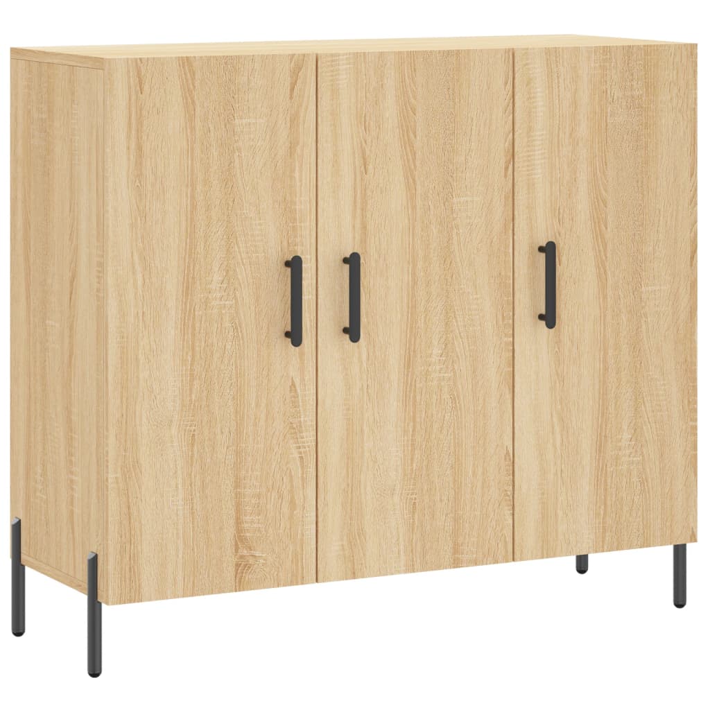 Dressoir 90x34x80 cm bewerkt hout eikenkleurig