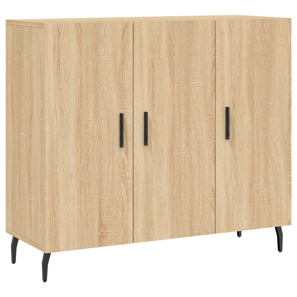 Dressoir 90x34x80 cm bewerkt hout eikenkleurig