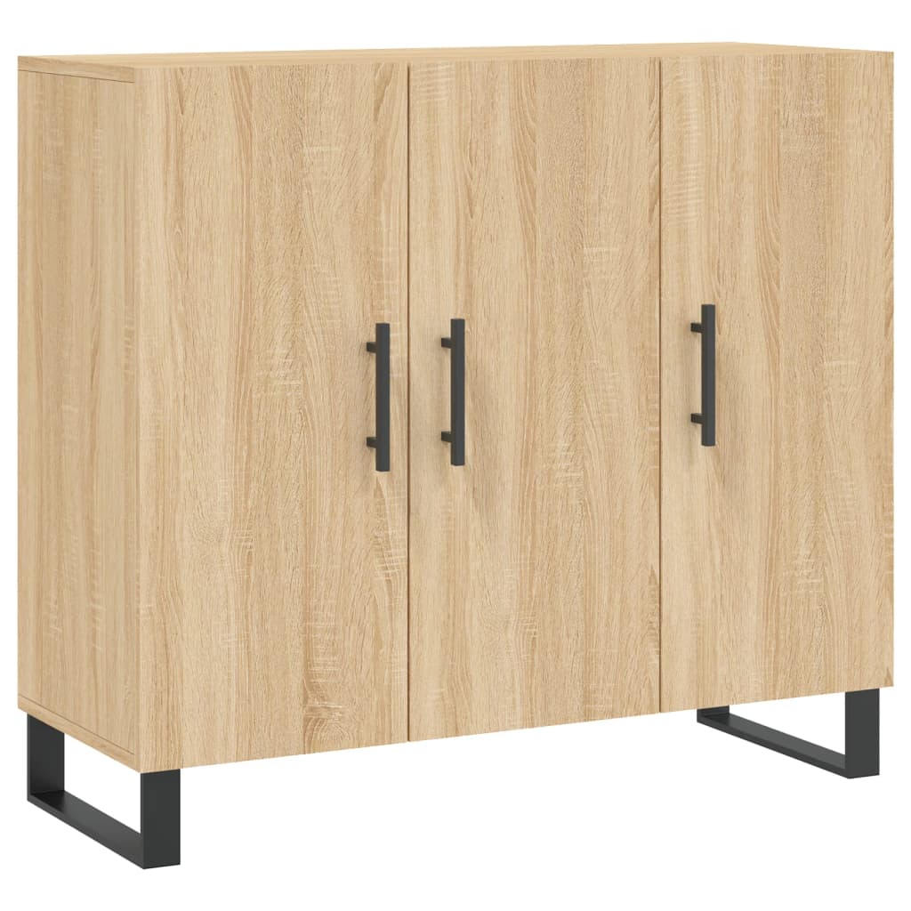 Dressoir 90x34x80 cm bewerkt hout eikenkleurig