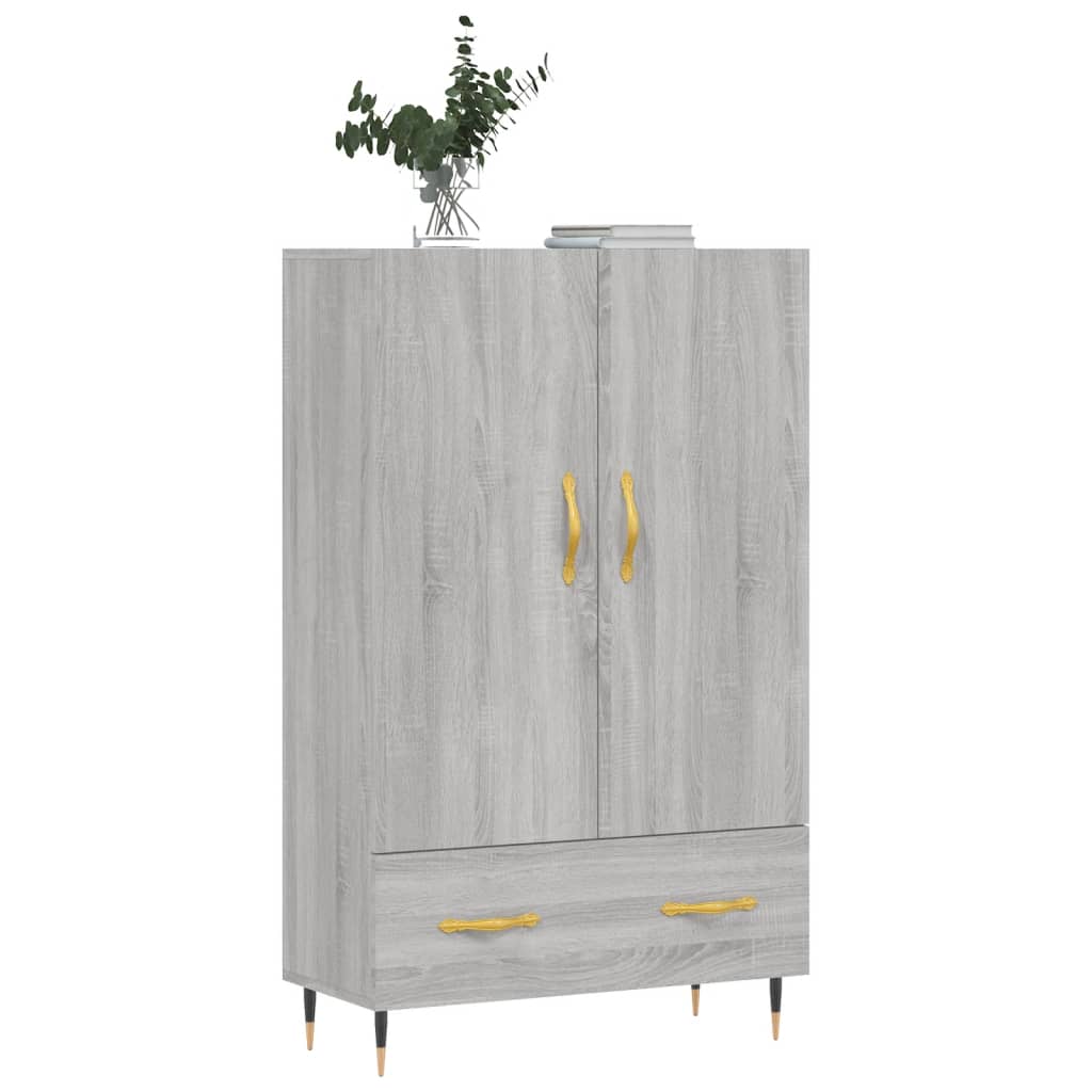 Hoge kast 69,5x31x115 cm bewerkt hout bruin eikenkleur