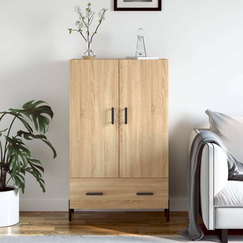 Armoire haute 69,5x31x115 cm en dérivé du bois, couleur chêne