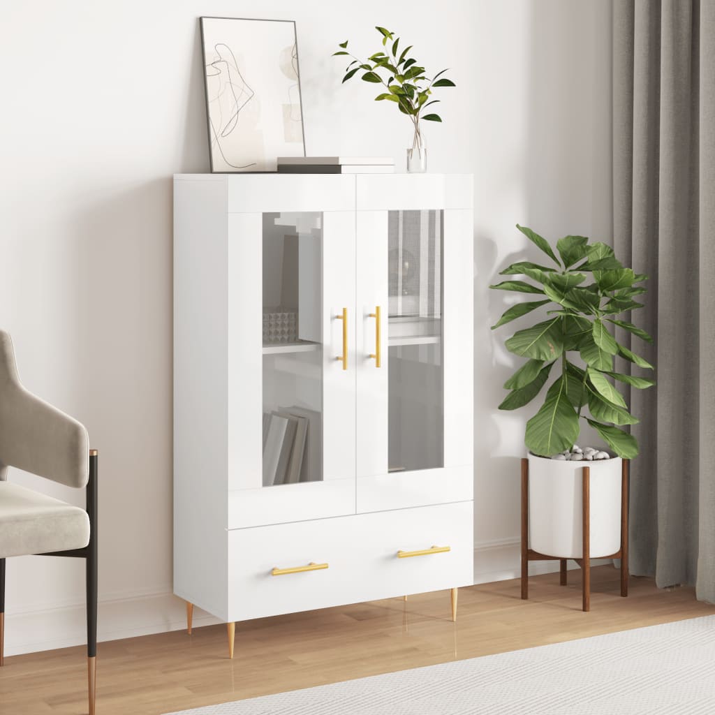 Armoire haute 69,5x31x115 cm en dérivé du bois, couleur chêne