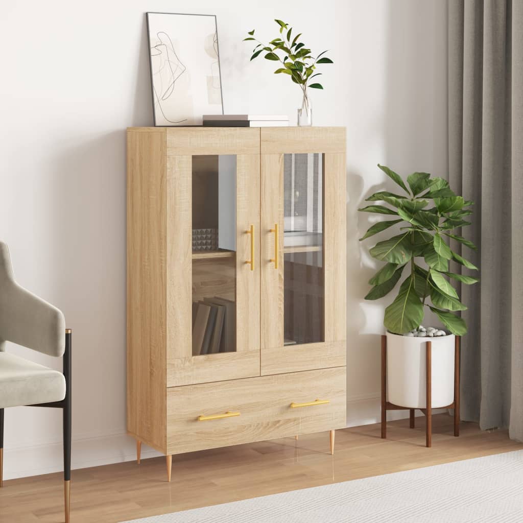 Armoire haute 69,5x31x115 cm en dérivé du bois, couleur chêne