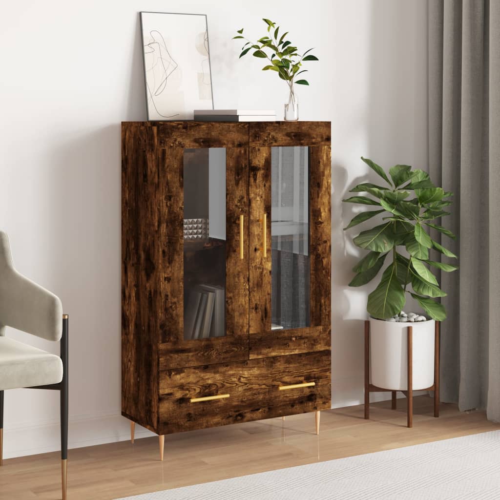 Armoire haute 69,5x31x115 cm en dérivé du bois, couleur chêne