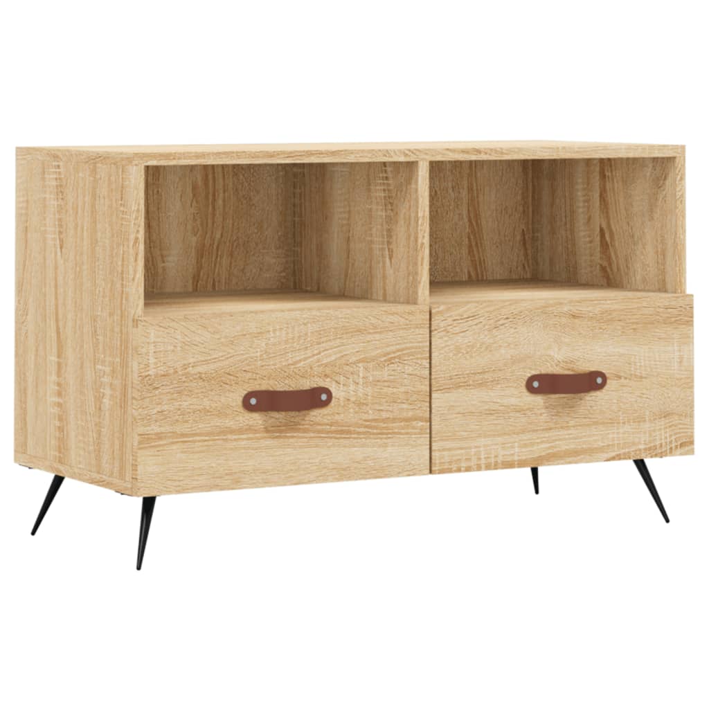 Meuble TV 80x36x50 cm ouvré en bois couleur chêne