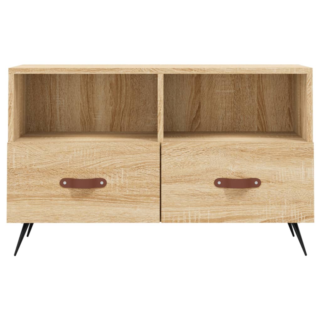 Meuble TV 80x36x50 cm ouvré en bois couleur chêne