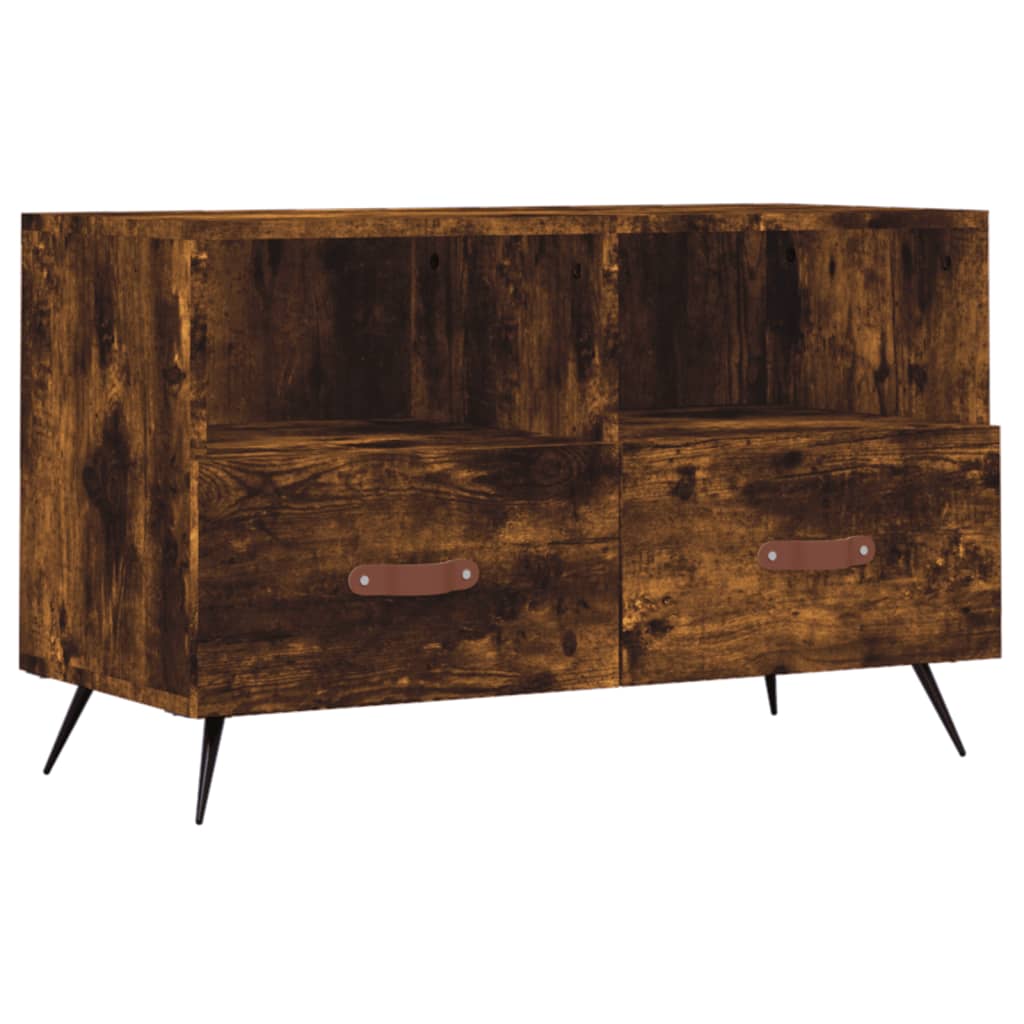 Meuble TV 80x36x50 cm ouvré en bois couleur chêne