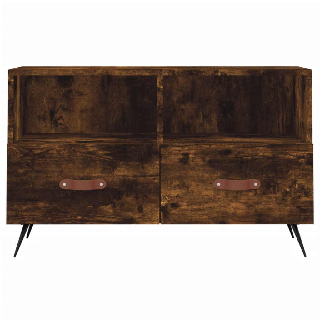 Meuble TV 80x36x50 cm ouvré en bois couleur chêne