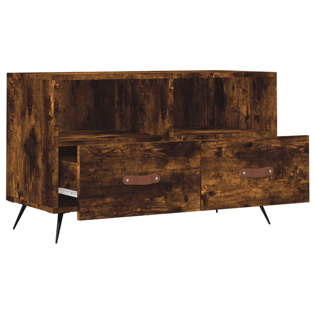 Meuble TV 80x36x50 cm ouvré en bois couleur chêne